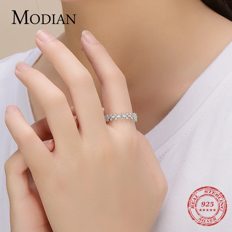 Modian 100% реальные 925 Sterlihg серебряные ромбовидные прозрачные CZ штабелируемые кольца