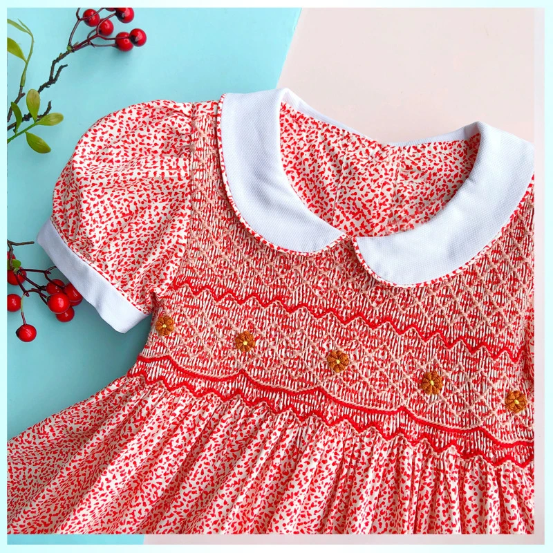 toddler girls dresses summer 2019 size 3 4 5 6 7 little floral smocked flower printed doll collar party wedding | Детская одежда и