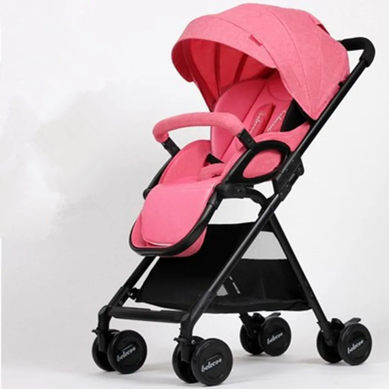 Pink aluminum1 Высокая Ландшафтная легкая детская коляска складной Портативный путешествия коляска детская коляска розовый коляска - Цвет: Pink aluminum1