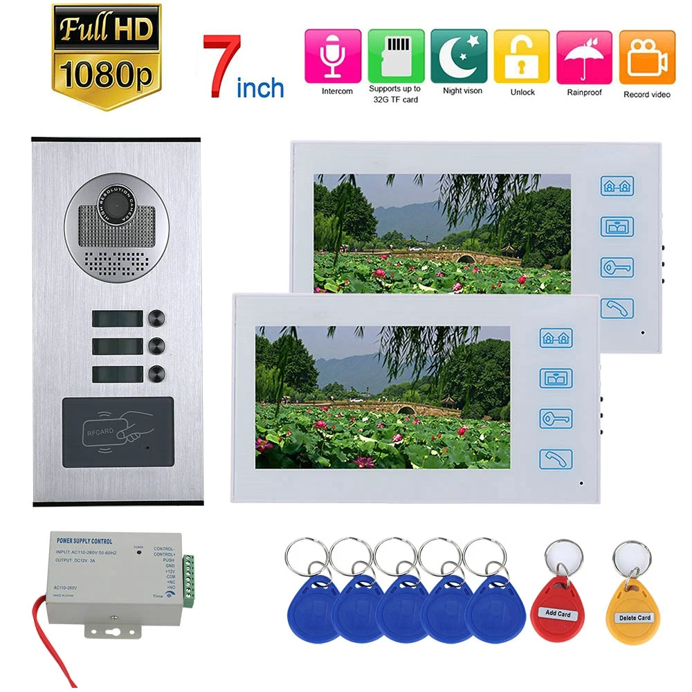 Видеодомофон домофон 2 квартиры видеодомофон система связи с RFID HD1080P дверной