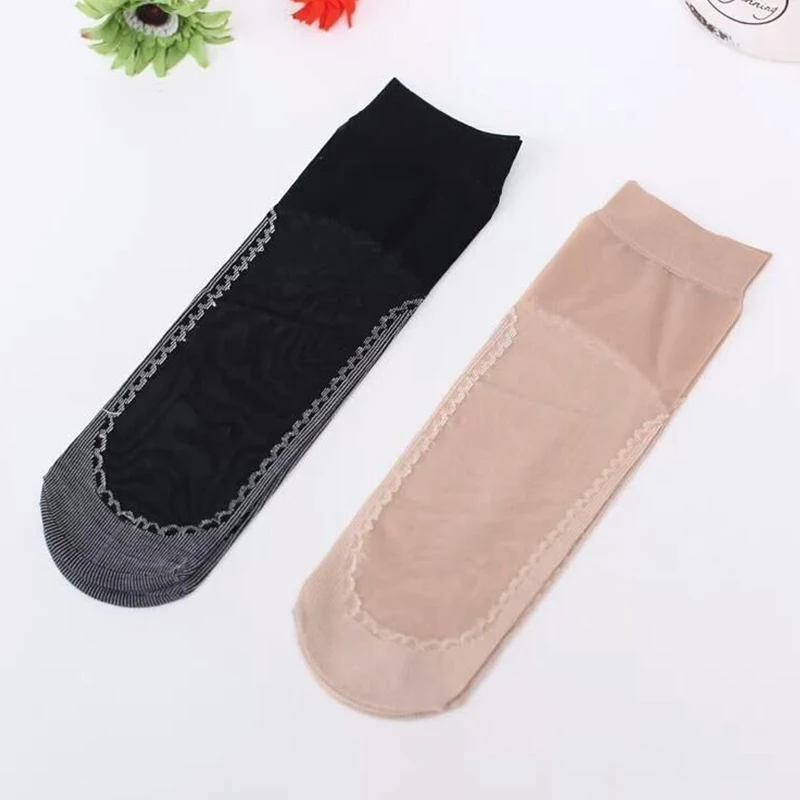

10 Pairs/Lot Summer Velvet Silk Women Socks Cotton Bottom Soft Non-slip Sole Massage Wicking Slip-resistant Breathable Socks