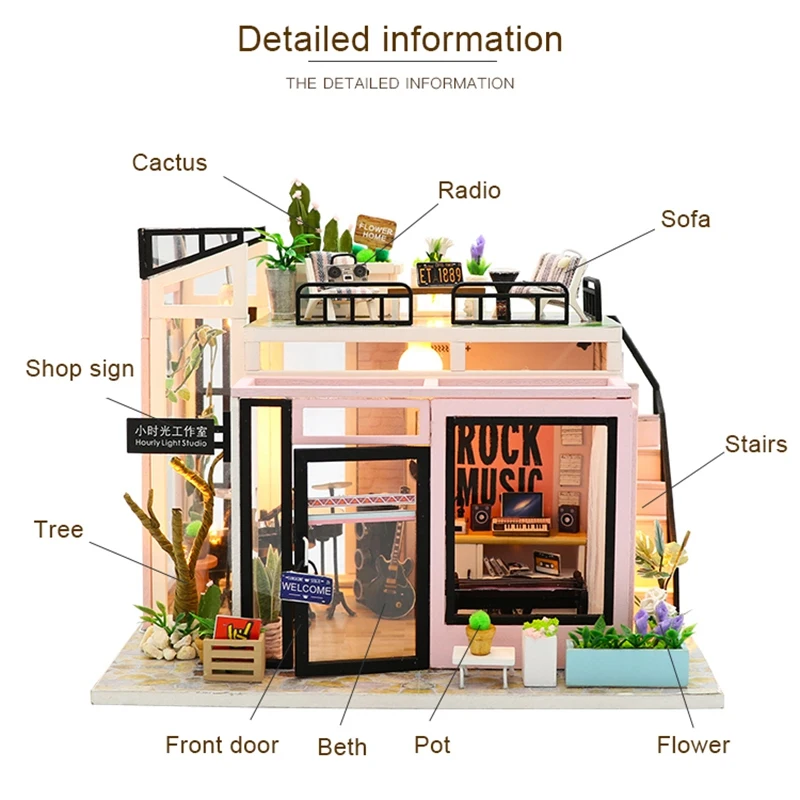 Деревянный кукольный домик сделай сам миниатюрный комплект мебели музыкальные