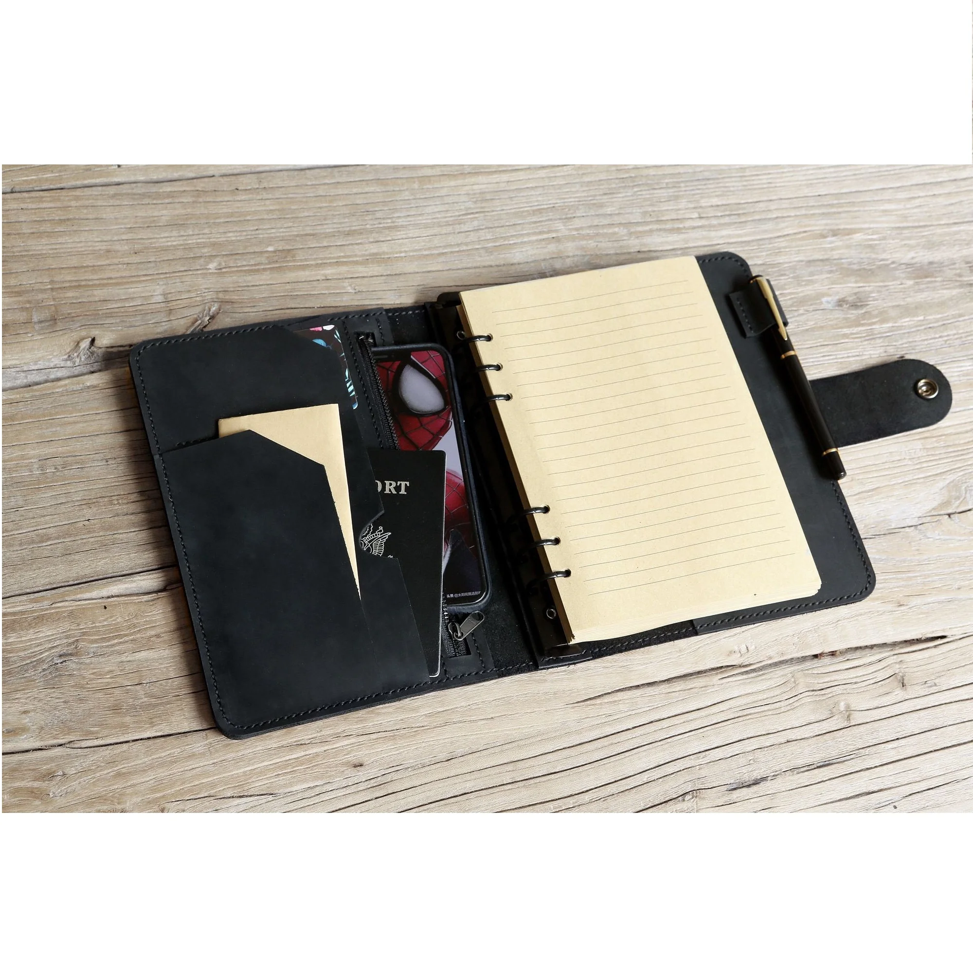 Черный кожаный ежедневник A5