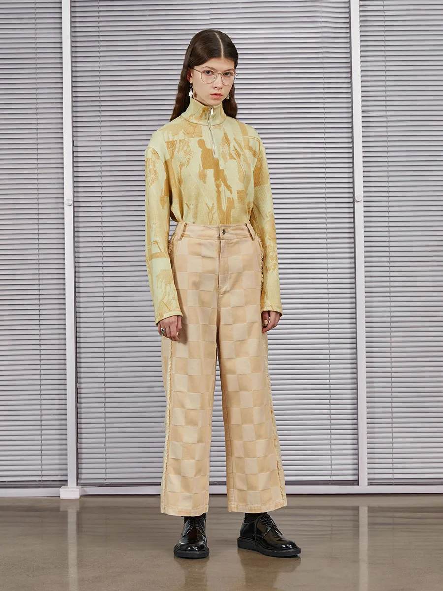 Kopen Fall Winter 2020 Collectie Originele Ontwerp Plaid Denim Broek Vrouwen Jeans