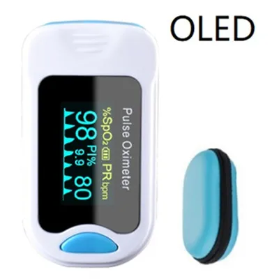 OLED blue case Пальцевой Пульсоксиметр De Dedo Pulso Oximetro домашний семейный Пульс оксиметр Pulsioximetro пальцевой Пульсоксиметр CE светодиодный O светодиодный - Цвет: OLED blue case