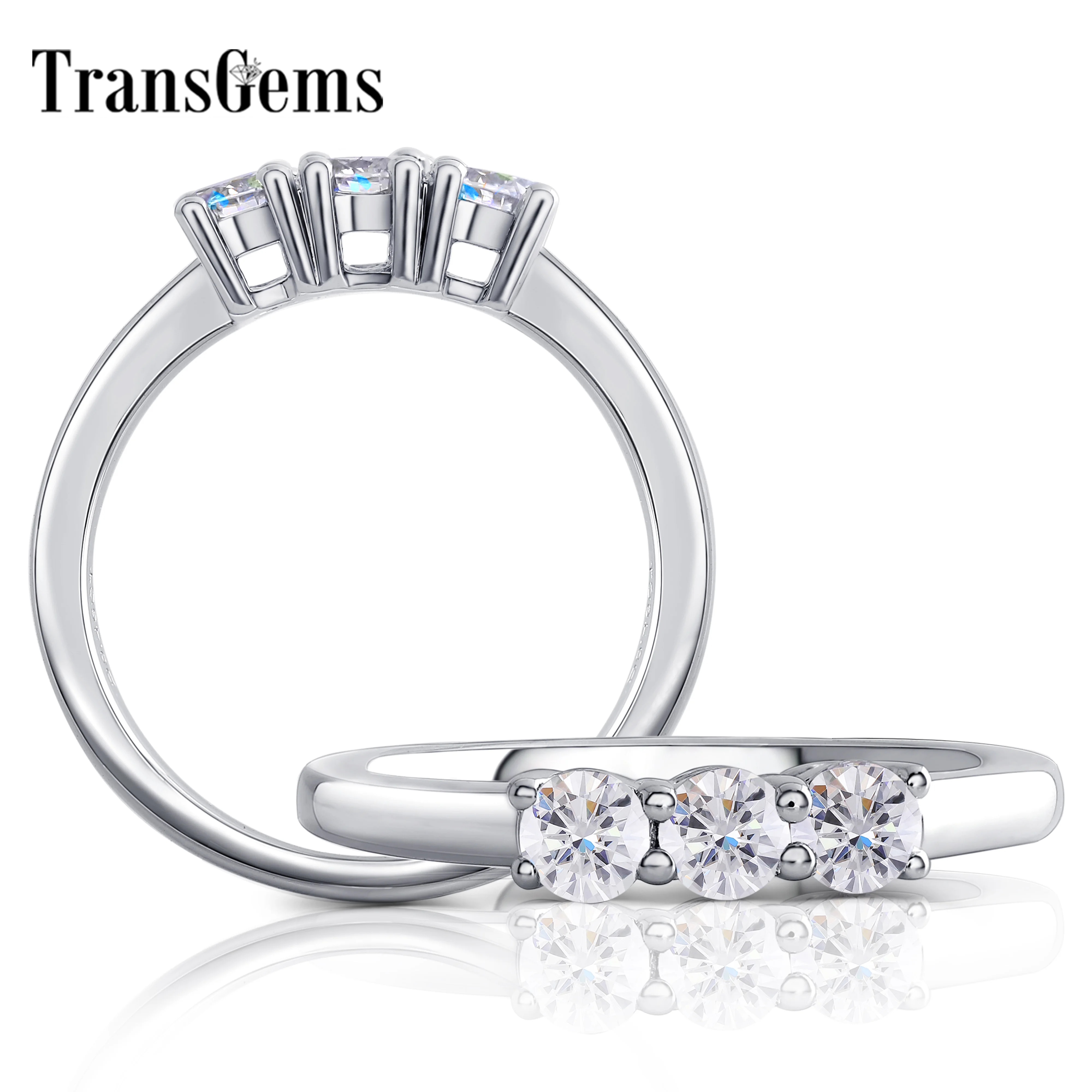 Женское серебряное кольцо Transgems обручальное из стерлингового серебра 925 пробы 3 5