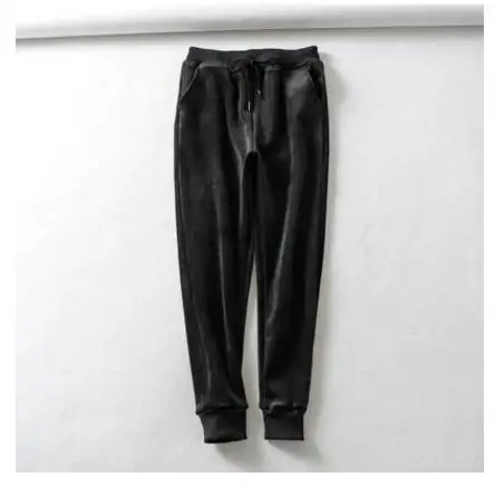 Jvzkass new thick velvet sports suit two-piece female hooded embroidery sweatshirt+ casual pants to keep warm Z332 - Цвет: Black pants