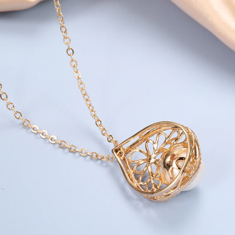 Женское ожерелье из розового золота 585 пробы с натуральным жемчугом | Украшения и