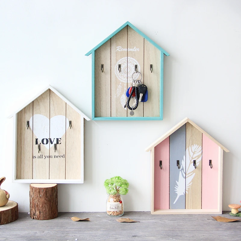 Креативный домашний Настенный декор деревянный крючок для ключей коробка