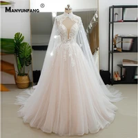 real photo spaghetti straps embroidery appliques tulle bridal ball gown elegant v neck sleeveless with shawl wedding dress
