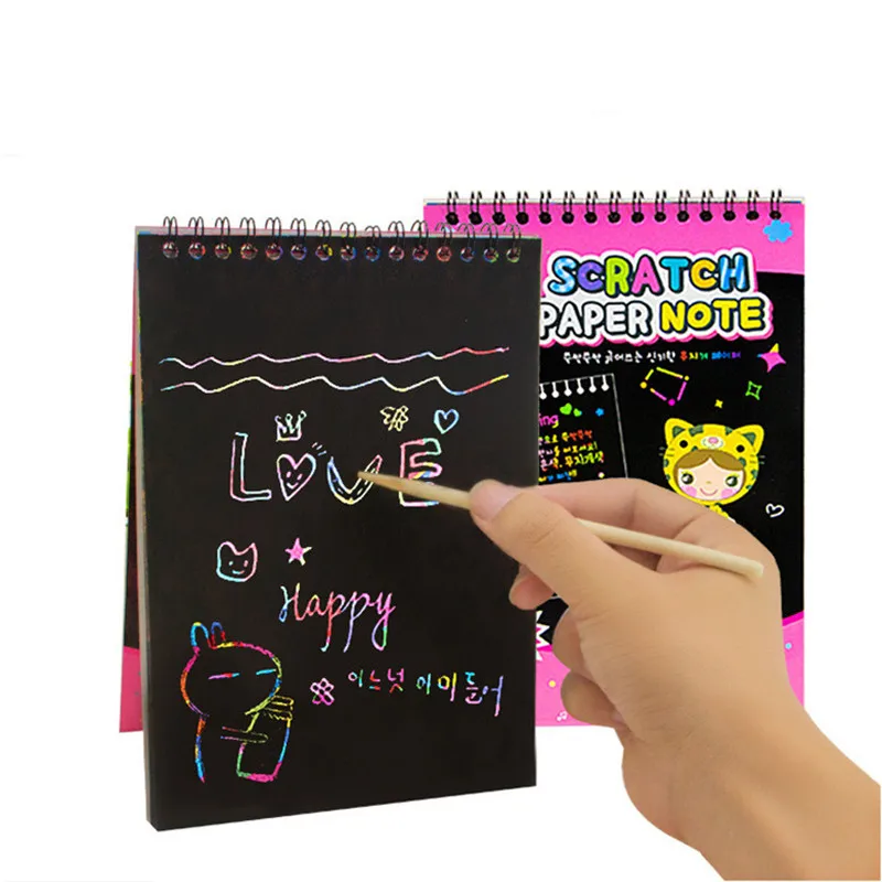 Забавная Волшебная Красочная доска для рисования бумага выскабливания дети