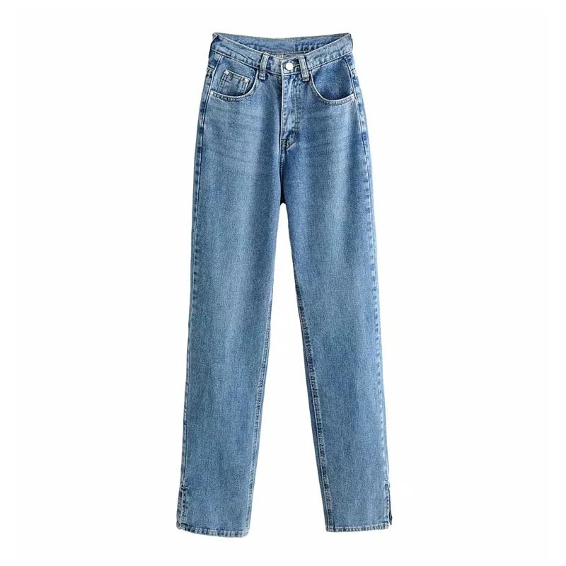 

Toppies 2021 Woman Long Jeans 115 cm High Waist Overlength Jeans Side Split Denim Pants Female Trousers