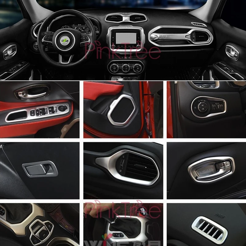 Для Jeep Renegade 2016 2017 внутренний молдинг отделка чехол хромированная декоративная 3D