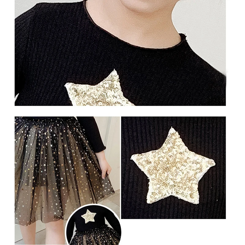 

2020 Spring New Arrival Fashion Girls Dresses Baby Girls Cute Princess Star Dresses Kids Mesh Patchwork Dresses for Girls, #8352