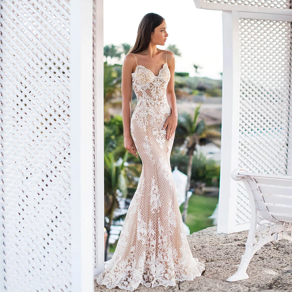 

UETEEY Mermaid Wedding Dress Spaghetti Straps Hochzeitskleid Appliques Bridal Gowns Trouwjurk 2022 Vestido de Noiva Sereia