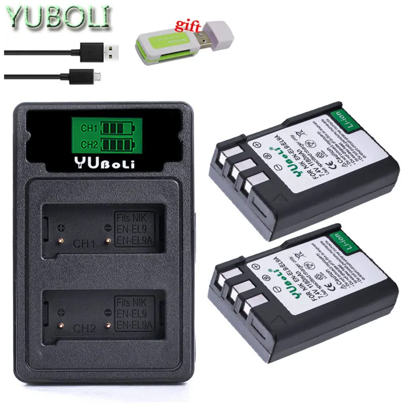 charger and 2battery МА/ч. аккумулятор EN-EL9A EN-EL9 RU EL9 el9a ENEL9A ENEL9 Батарея пакет для Nikon D40 D40X D60 D3000 D5000 L15 Аксессуары для фотоаппаратов - Цвет: charger and 2battery