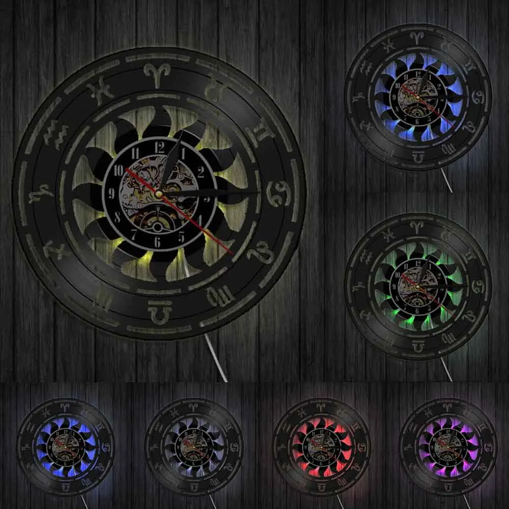 Настенные часы с астрономией и зодиака для домашнего декора виниловая запись