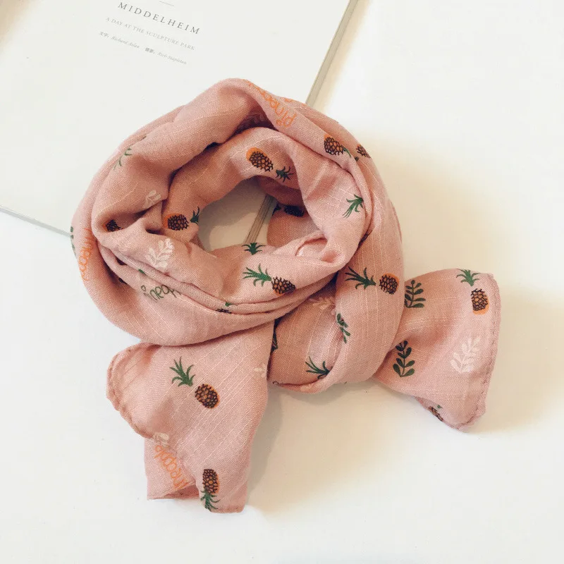 pink pineapple Осенняя одежда в горошек Милая снуд детский модный Винтаж льняной, хлопковый шарф для детей мягкие Kawaii Снуд шарф для малышей на зиму - Цвет: pink pineapple