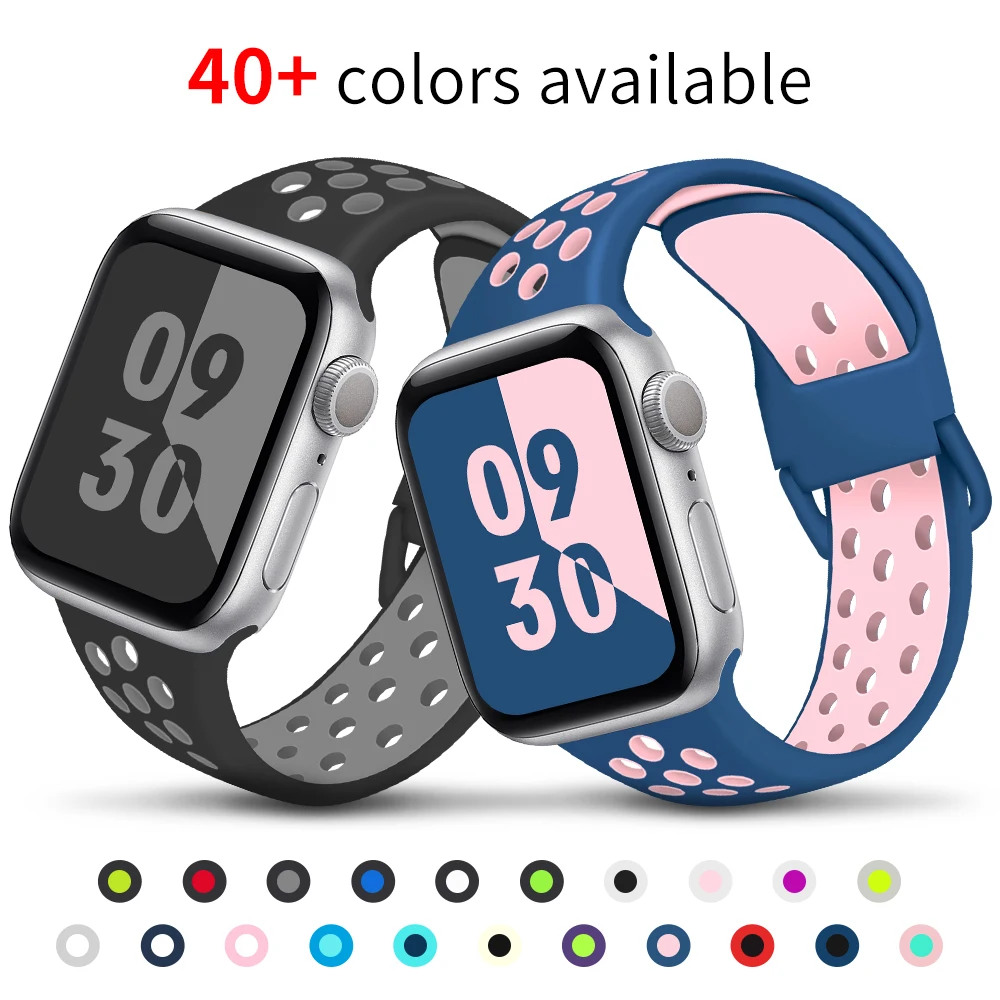 

Silicone Strap For Apple Watch band 40mm 44mm 38mm 42mm Rubber belt smartwatch wristband Sport bracelet iWatch serie 3 se 4 5 6