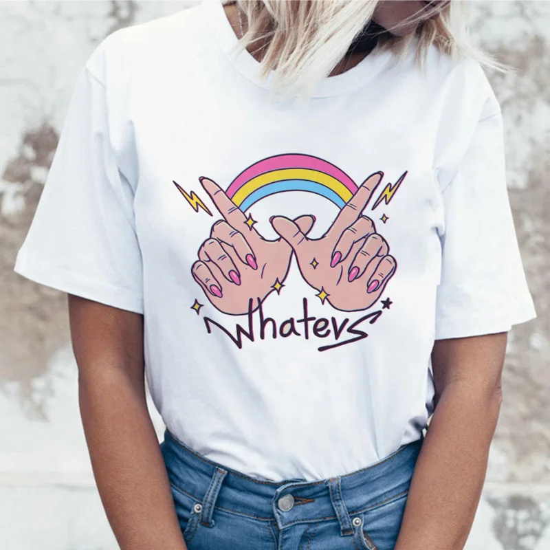 Футболка женская с радужным принтом модный топ Повседневная Уличная одежда в