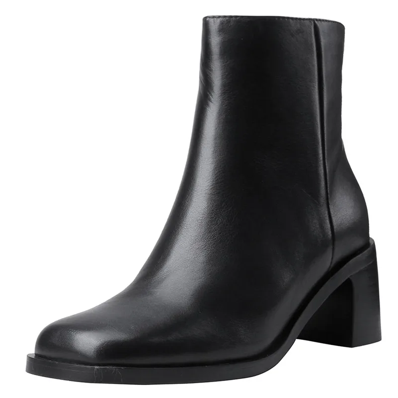 FEDONAS/Зимние удобные ботинки челси из натуральной кожи с квадратным носком теплые