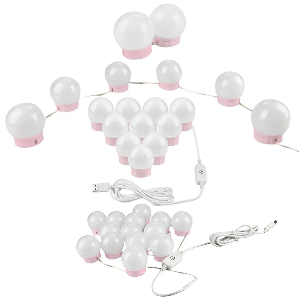 2/6/10/14LED Светильник лампы 5V USB макияж зеркало с подсветкой led лампа градиент Плавная светорегулирующими лампочками косметический светильник ed Make up зеркала лампы - Испускаемый цвет: A