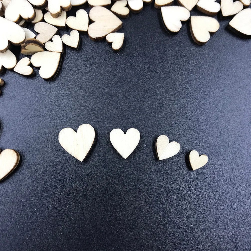 300 шт. дерево чип сердце украшения натуральные декоративные деревянные ломтики