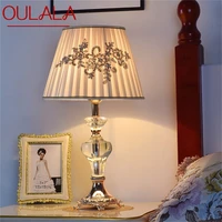 oulala crystal table lamp fabric desk light modern decorative for home living room bedroom office hotel