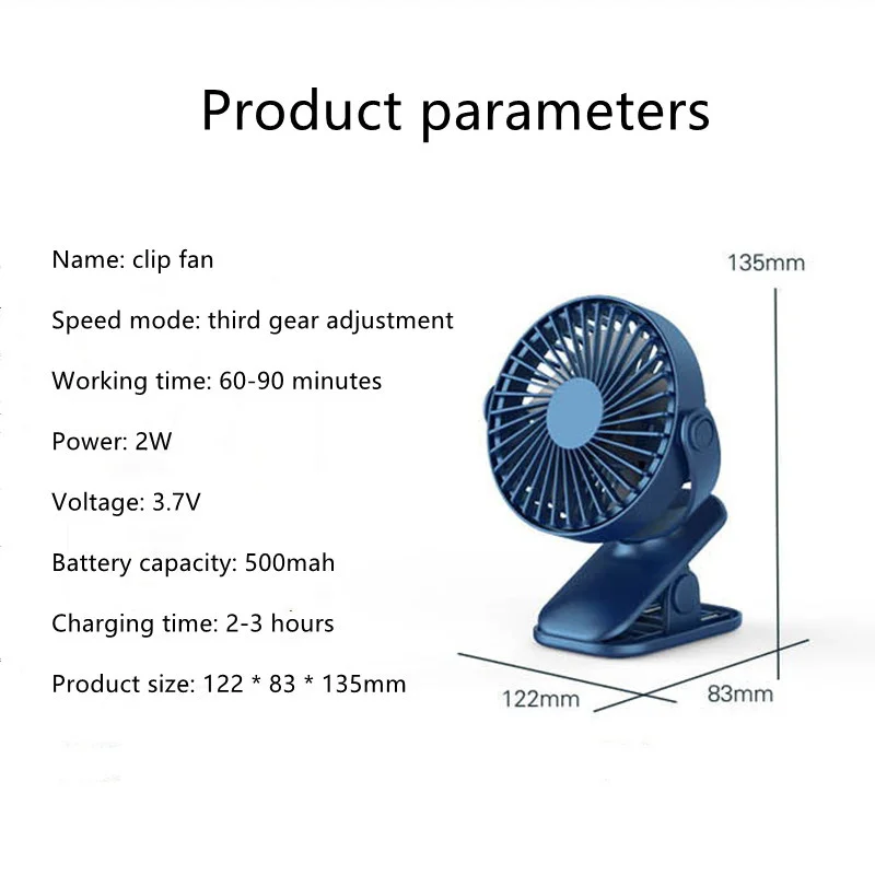 

Portable USB Table Fan Clip-on Type Rechargeable Mini Desk Fan 360 Degree Rotation Adjustable Clip-on Fan