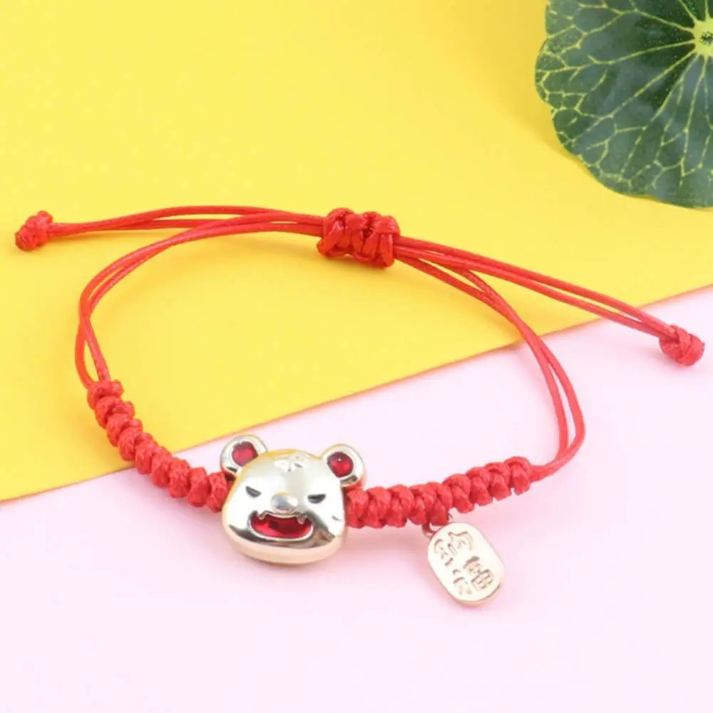 Китайский новогодний браслет в форме тигра с красной нитью ручная работа подарок