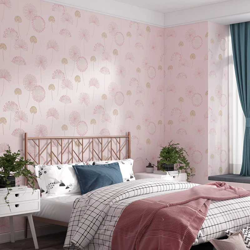 

3 d Embossed Dandelion Flower Wallpaper Self adhesive Kids Bedroom Girls Living Rooms Background Pink Blue Wallpapers Mural J106