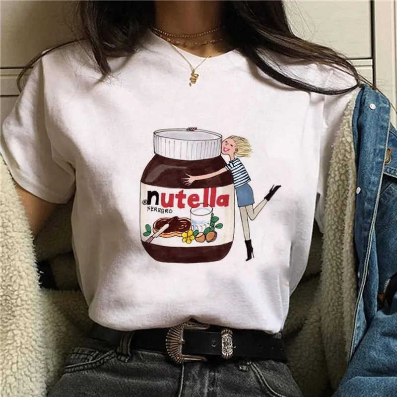 Женская футболка Nutella 90s Harajuku Ullzang модная с милым графическим рисунком в Корейском