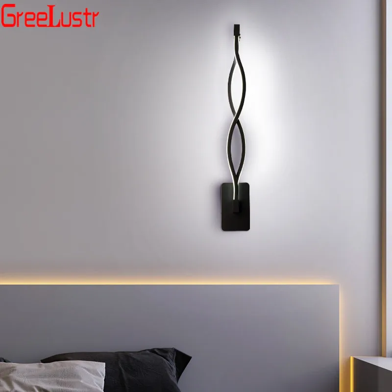 Современные акриловые настенные светильники минималистичный черный бра для