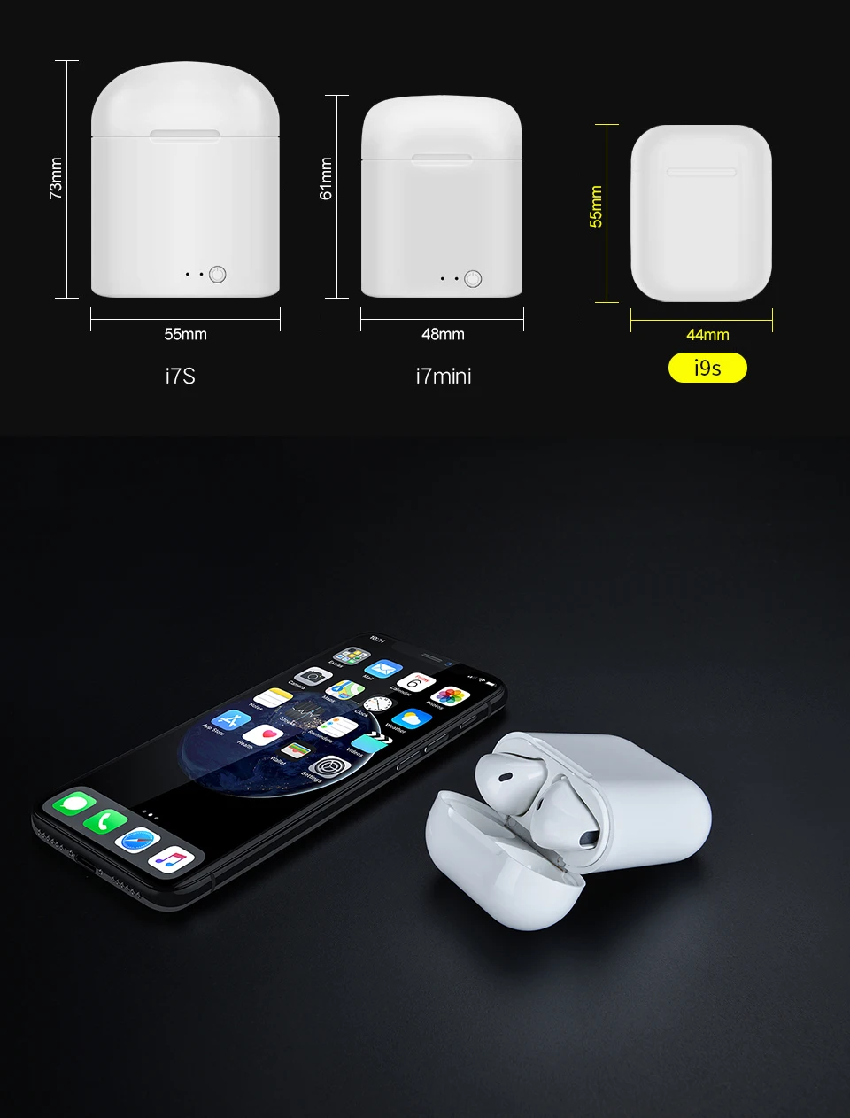 I11 i9s i7mini Tws Беспроводная bluetooth-гарнитура HD стерео V5.0 беспроводная гарнитура в уши с зарядной подставкой для всех смартфонов