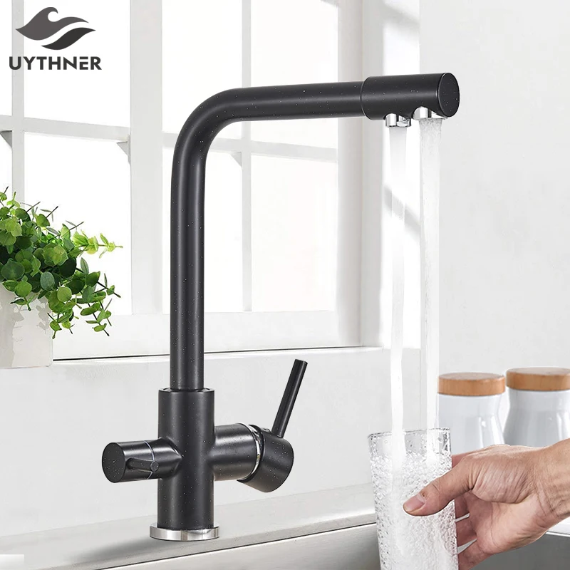 

2023 Water Filter Black Kitchen Faucet Drinking Water Tap Rotatable Water Purification Feature Taps For Kitchen Sink Mixer