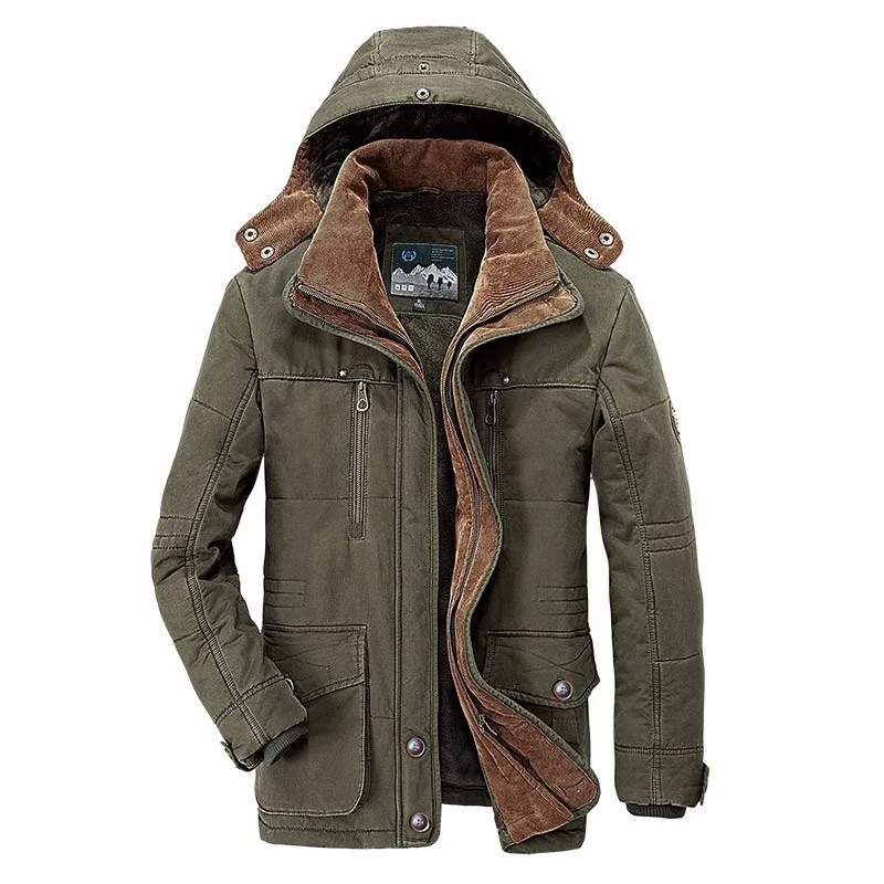 Men's Warm Thick Winter Fleece Jacket Windbreaker High Quality Fur Collar Outwear Coat Windproof Fashion Fleece Cotton Parkas