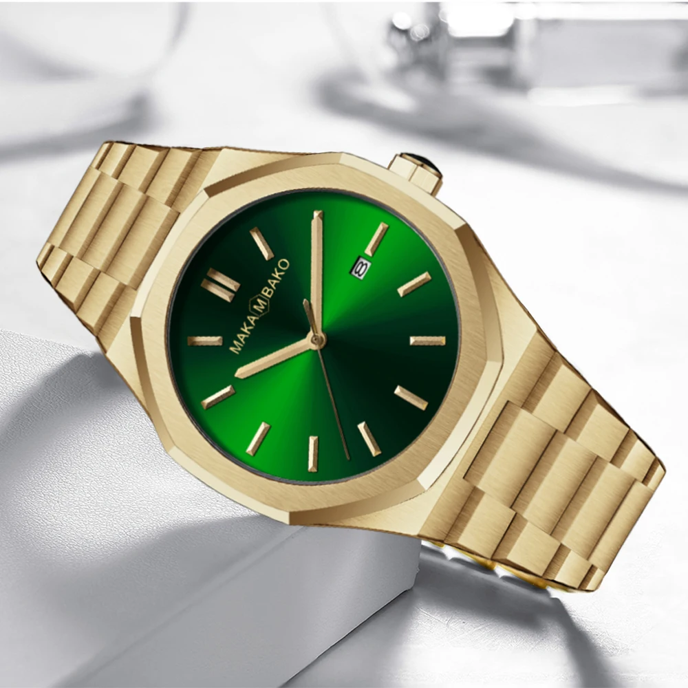 Часы наручные мужские кварцевые в стиле милитари роскошные деловые золотистые с