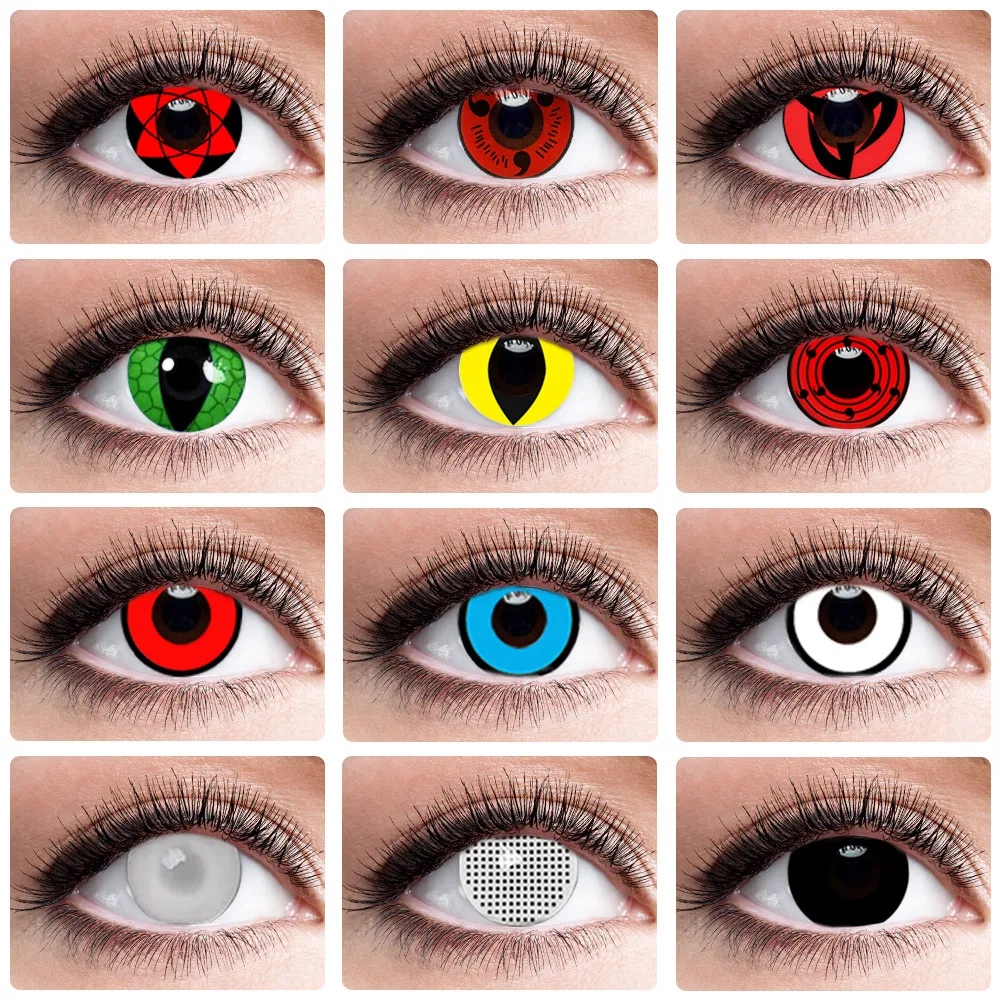 Цветные контактные линзы 2 шт. Шаринган аниме косплей для глаз Uchiha Hatake Sasuke Kakashi