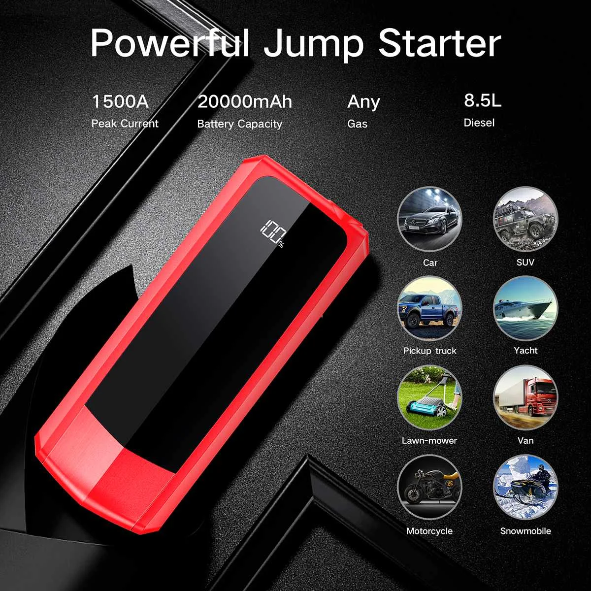 audew car jump starter power bank 20000mah 2000a portable charger car booster 12v lcd display dual usb emergency battery starter free global shipping