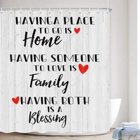 family shower curtain inspirational quotes red heart on rustic cabin gray bath curtain home decor polyester shower curtains