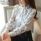 Blusas Mujer De Moda 2021 Женские топы и блузки с О-образным вырезом из шифона с принтом женская одежда рубашка с длинными рукавами женские топы 6053 50
