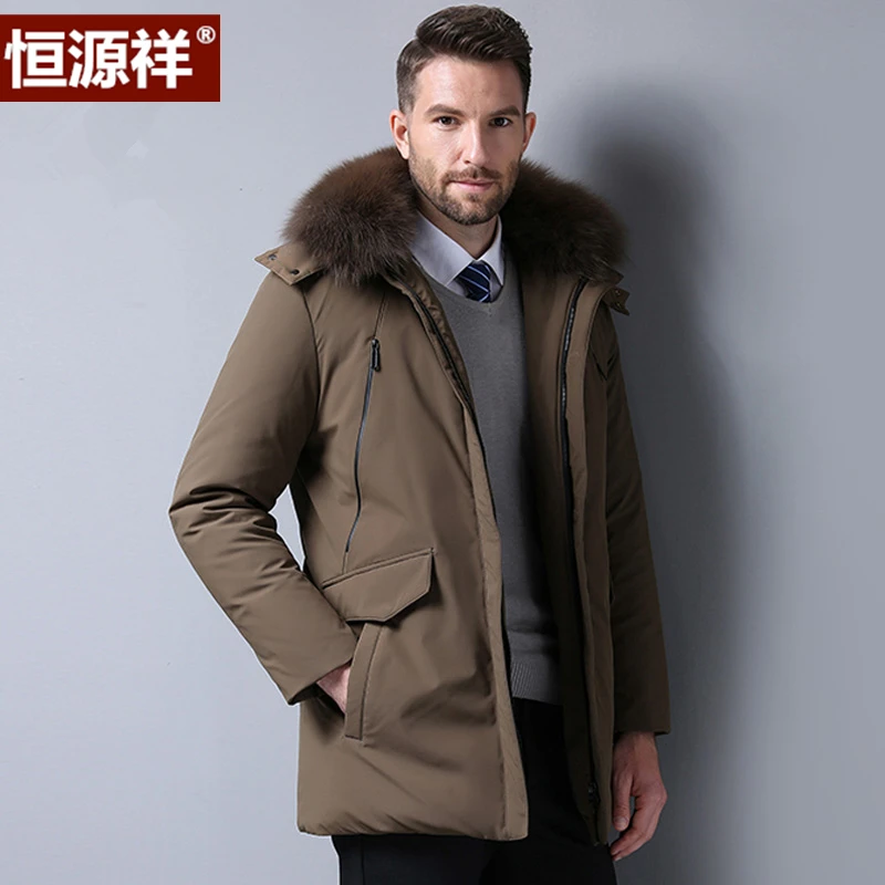 Middle-Aged and Elderly down Jacket Men's Thick Mid-Length Cold Protective Clothing Middle-Aged Father Winter Large Size Coat