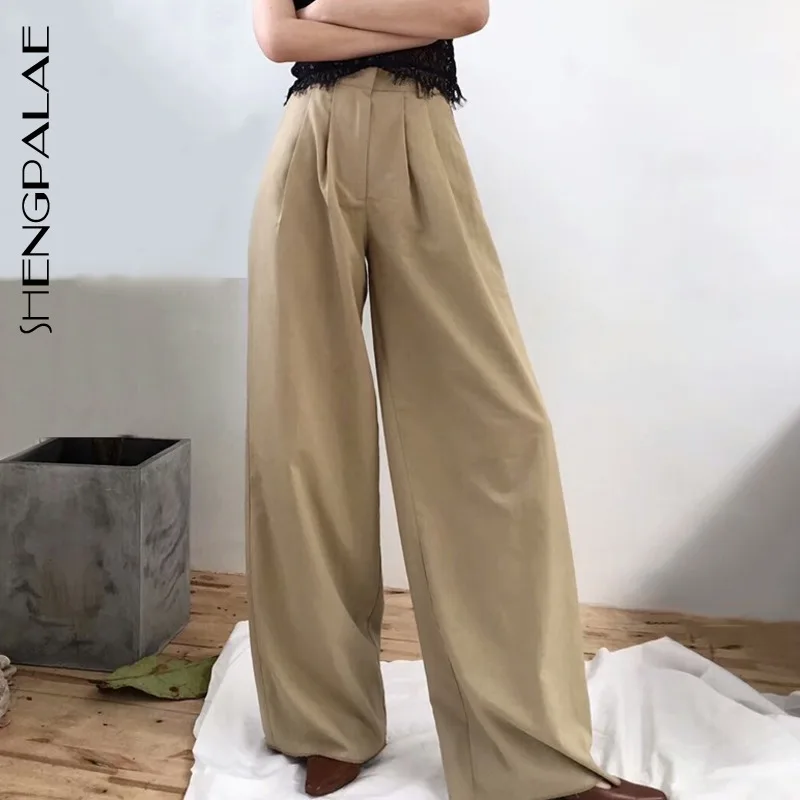 Женские брюки с широкими штанинами SHENGPALAE повседневные высокой талией и