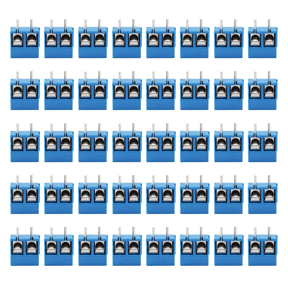 40 шт. синий Высокое качество 2 контактный винтовой клеммный блок разъем 5 08 мм Шаг