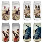 Модные носки с 3D-принтом собаки, оригинальные Мультяшные милые животные, дышащие хлопковые носки, веселые летние повседневные женские тонкие мужские носки-лодочки