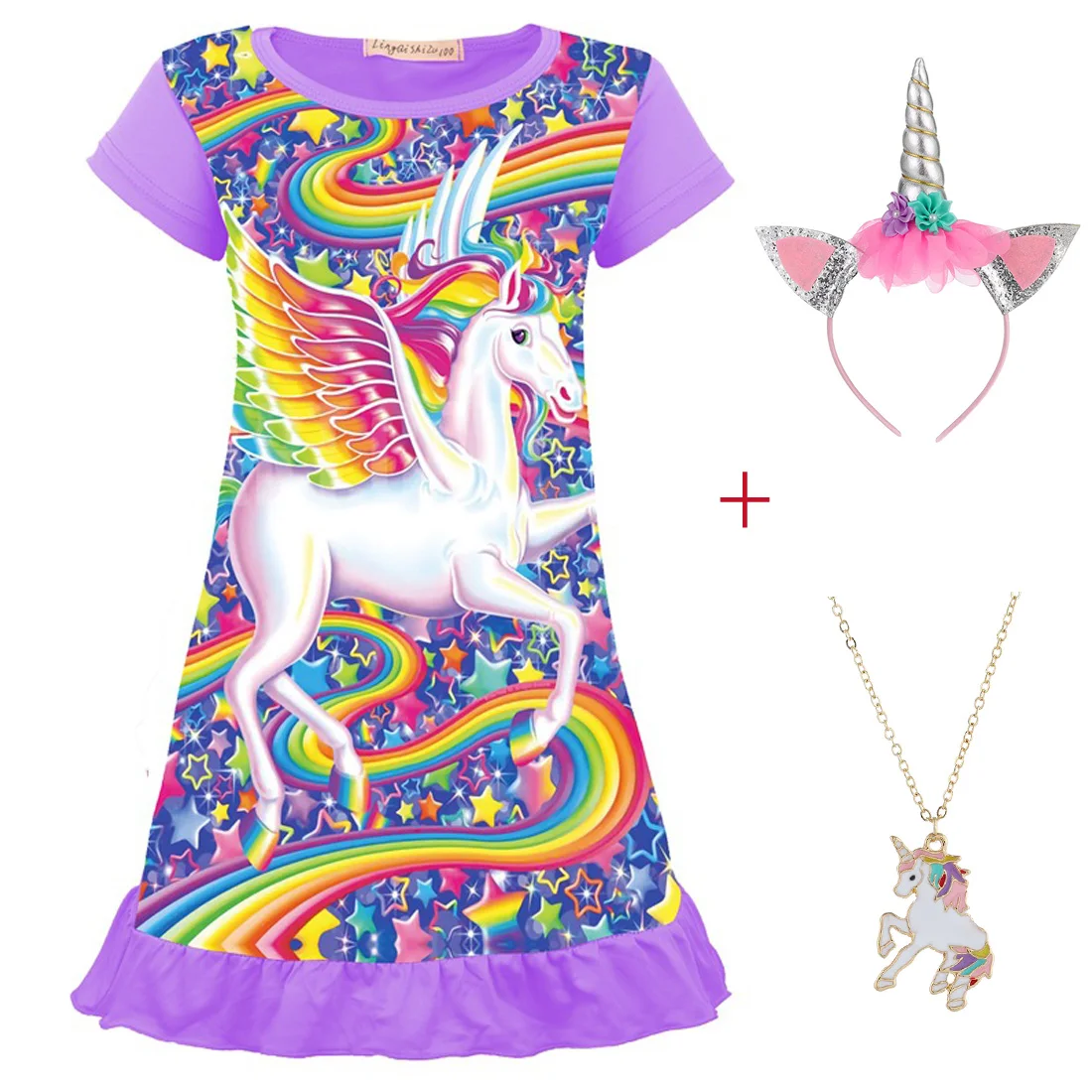 Праздничное модное платье с единорогом для девочек детская одежда детские