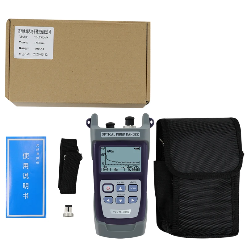 Мини 60 км волоконно-оптический OTDR оптический рефлектометр встроенный VFL с FC SC Touch |
