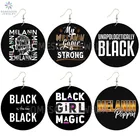 Серьги-подвески женские деревянные SOMESOOR, черные, с меланином