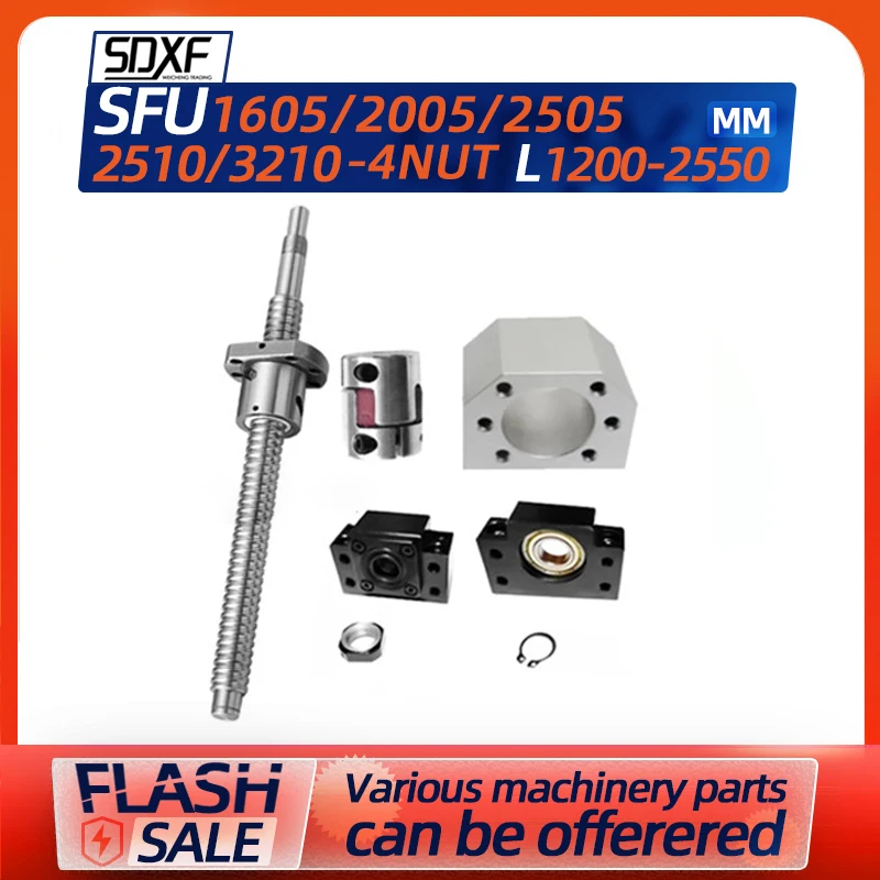 

Набор из 4 шариковых винтов с гайкой sfu1605/2005/2505/2510/3210 + поддерживающее сиденье BKBF12/15/20/25 + Корпус с гайкой + фрезерный станок