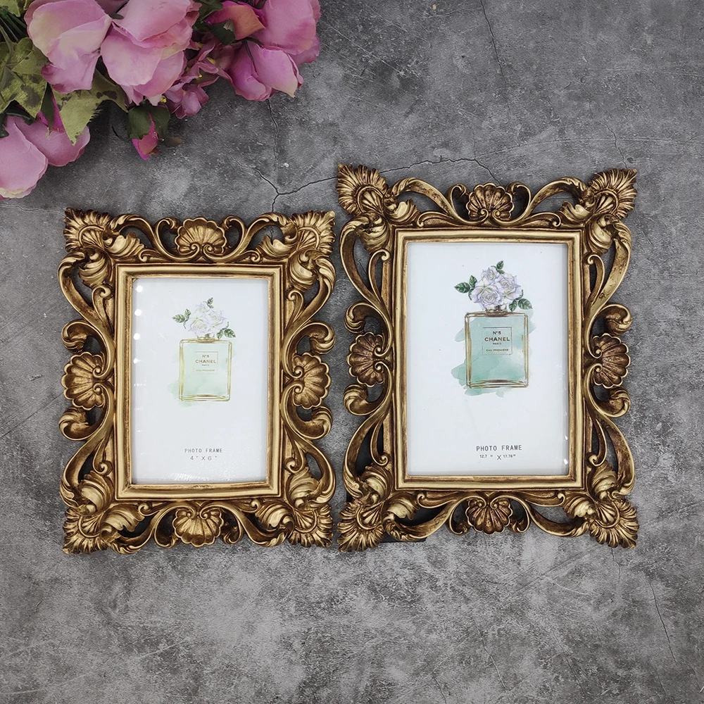 

European Style 6/7 Inch Retro Gold And Silver Wall Hanging Frame American Gilt Photo Frame Home Decoration Decoration